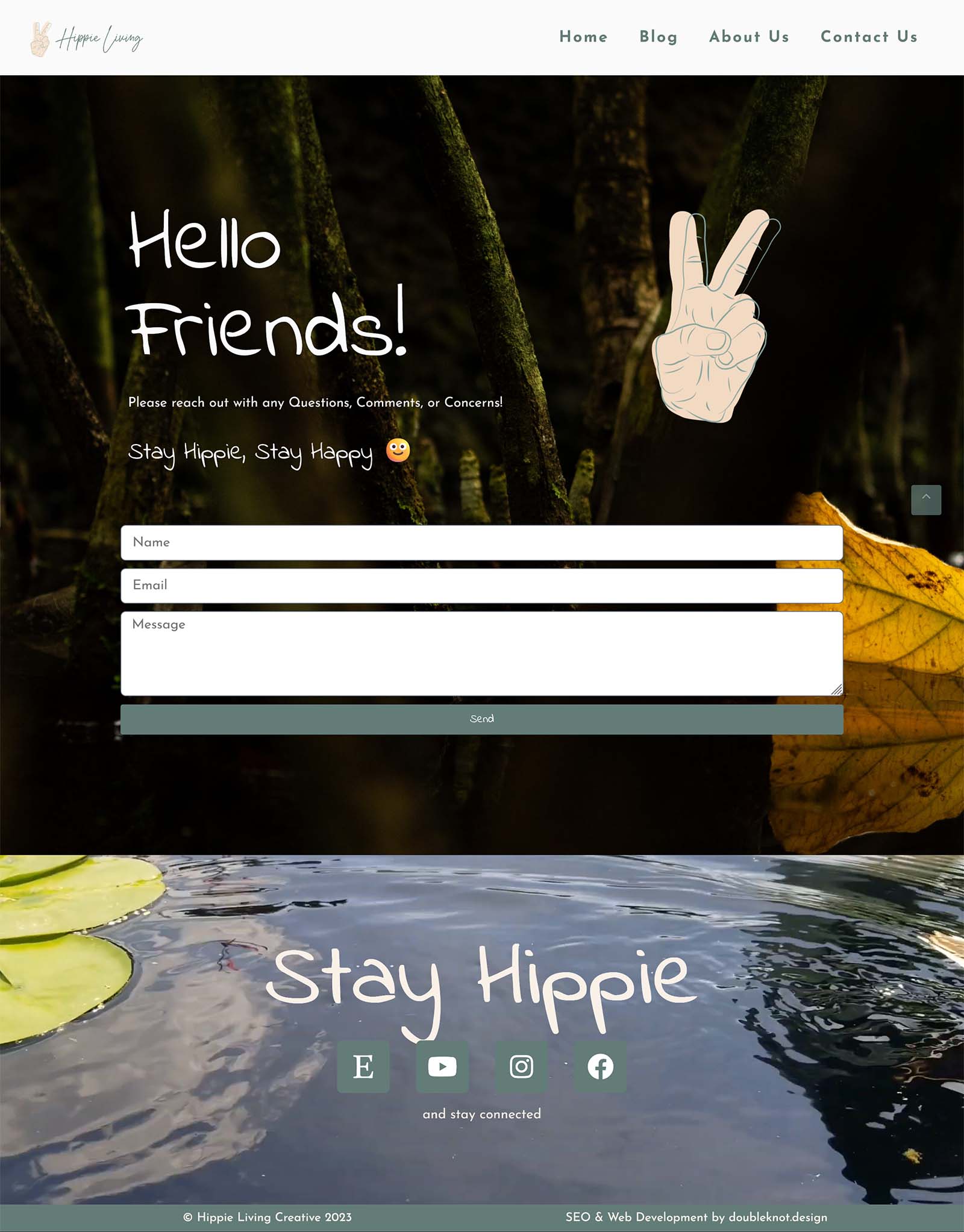 contact Hippie Living web design and seo Logo and Branding